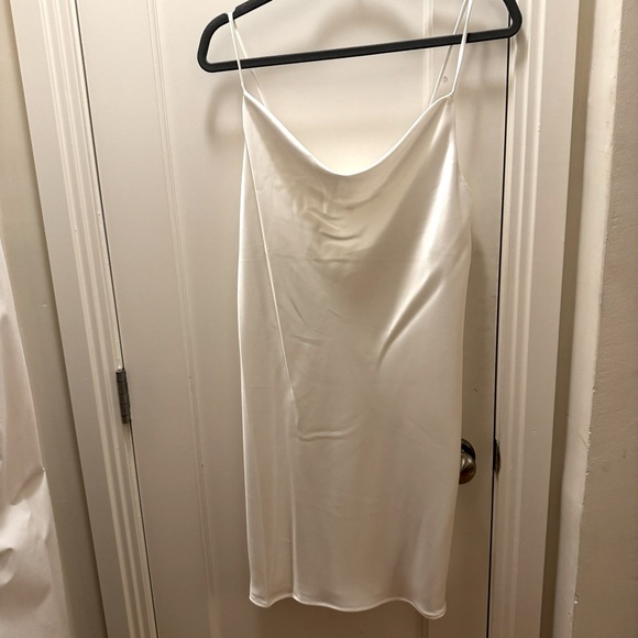 Ivory White Satin Slip Dress - Picture 2 of 7